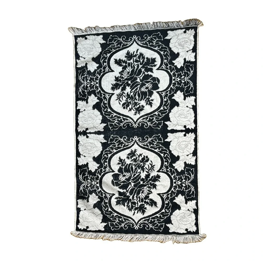 Vintage Fieldcrest Bath, Hand Towel & Washcloths-2 Sets Navy White Jacquard
